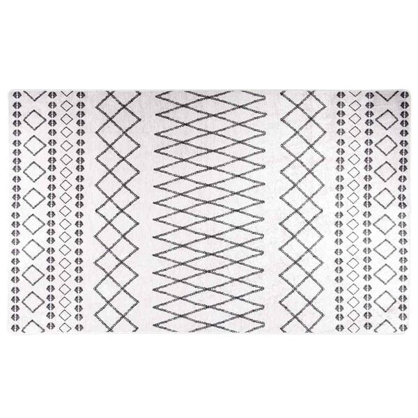 vidaXL Teppich Waschbar Schwarz und Wei&szlig; 120x170 cm Rutschfest
