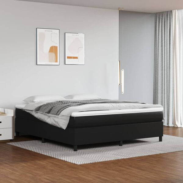 vidaXL Boxspringbettgestell Schwarz 180x200 cm Kunstleder