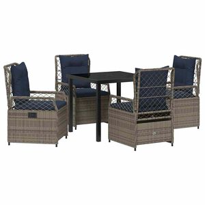 vidaXL Garten Essgruppe 5 pcs Grau Poly-Rattan