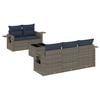 vidaXL 6-teiliges Gartensofa-Set mit Kissen, grau, Polyrattan