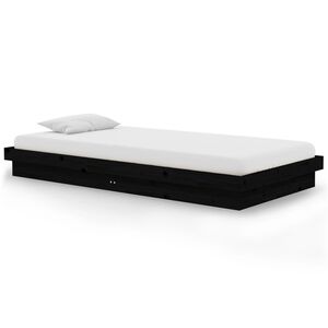 vidaXL Massivholzbett Schwarz 100x200 cm