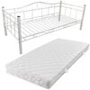 vidaXL Tagesbett mit Matratze Wei&szlig; Metall 90&times;200 cm