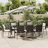 vidaXL 9-tlg. Garten-Essgruppe mit Kissen Schwarz Poly Rattan