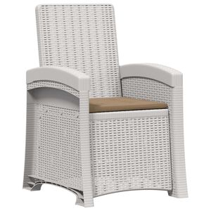 vidaXL Liegesessel Garten Rattan-Optik Wei&szlig; und Taupe PP