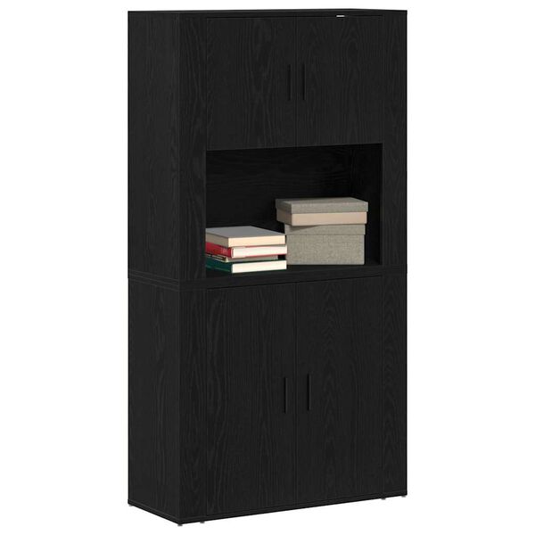 vidaXL Highboard Schwarz Eichen-Optik 80 x 33 x 150 cm Holzwerkstoff
