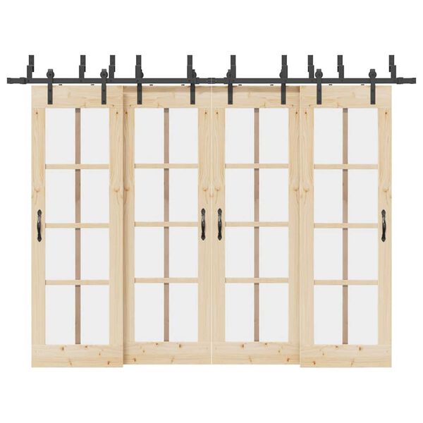 vidaXL Schiebet&uuml;rbeschlag-Set 305 cm Stahl Schwarz