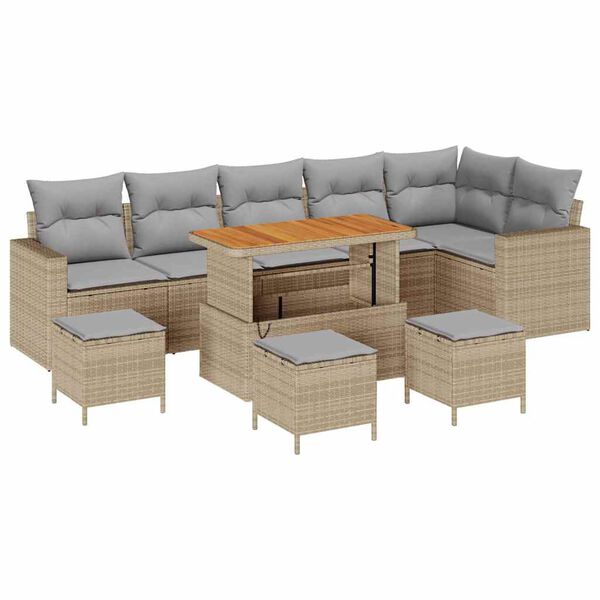vidaXL Gartensofa-set 10 pcs Beige Poly-Rattan