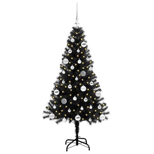 vidaXL Weihnachtsbaum mit 150 LEDs mit St&auml;nder Schwarz 150 cm PVC
