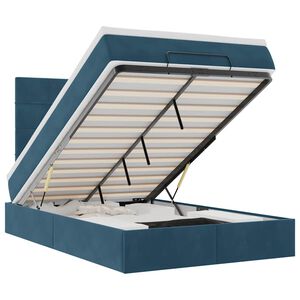 vidaXL Ottoman-Bett mit Matratzen & LEDs Dunkelblau 120x190 cm Samt