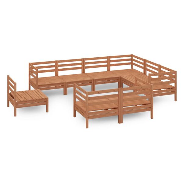 vidaXL 9-tlg. Garten-Lounge-Set Massivholz Kiefer Honigbraun