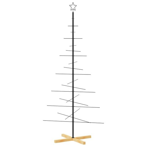 vidaXL Weihnachtsbaum Metall mit Holzst&auml;nder Schwarz 180 cm