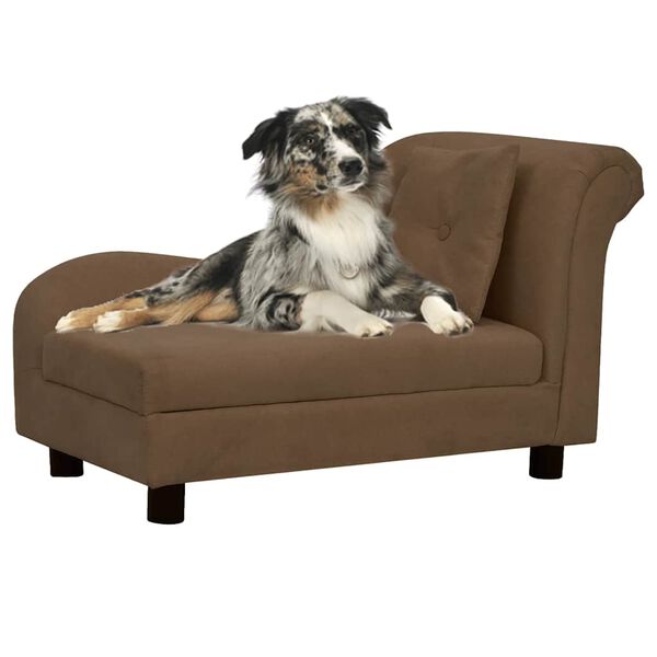 vidaXL Hundesofa mit Kissen Braun 83x44x44 cm Pl&uuml;sch