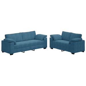 vidaXL 2-teiliges Sofa-Set mit Kissen, blauer Samt