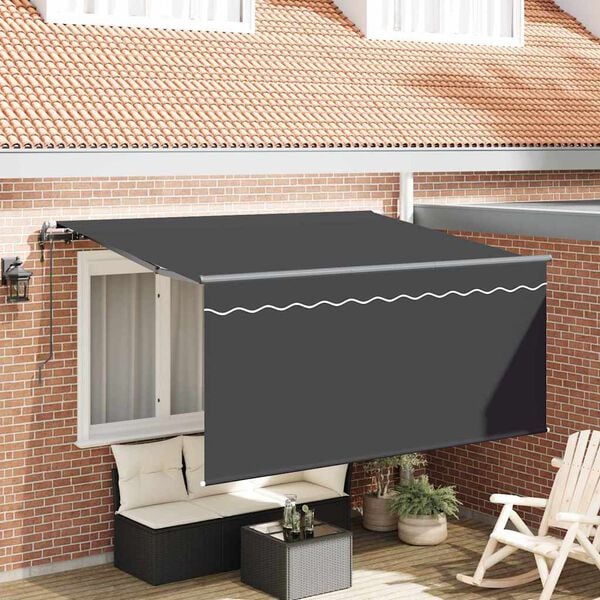 vidaXL Einziehbare Markise Gestreift Anthrazit 300 x 200 cm Stoff