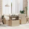 vidaXL Outdoortisch-Set mit Kissen 5 pcs Beige Poly Rattan
