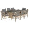 vidaXL 9-tlg. Garten-Essgruppe mit Kissen Beigemischung Poly Rattan