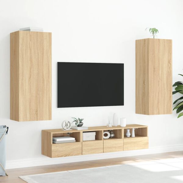 vidaXL TV-Wandschrank Sonoma-Eiche 40,5x30x102 cm Holzwerkstoff