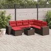 vidaXL 8-teiliges Gartensofa-Set mit Kissen, braun, Polyrattan