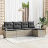 vidaXL Sofa Set mit Kissen 5 pcs Hellgrau Poly Rattan