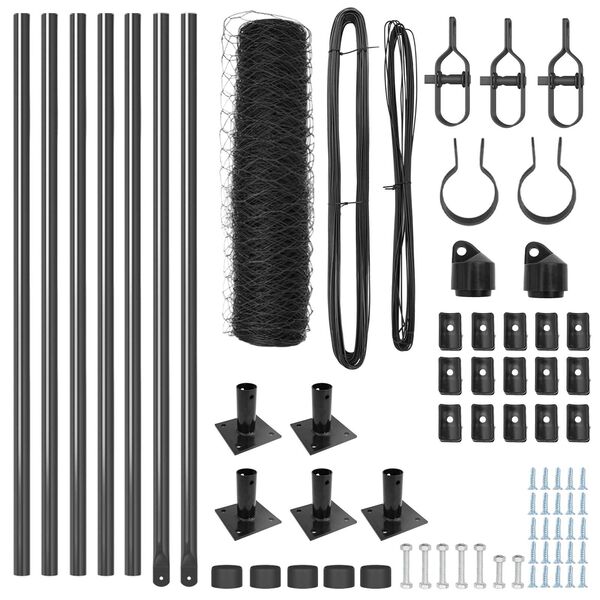 vidaXL Zaun mit Pfosten Grau 0,6 x 10 m PVC-beschichteter Stahl