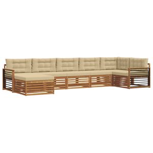 vidaXL Sofagarnituren 7 pcs Natur und Beige Massivholz Akazie
