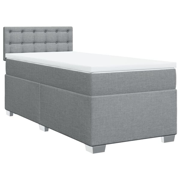 vidaXL Boxspringbett mit Matratze Hellgrau 80x200 cm Stoff