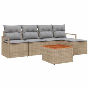 vidaXL Gartensofa-set mit Kissen 6 pcs Beige Poly-Rattan