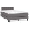 vidaXL Boxspringbett mit Matratze & LED Grau 120x190 cm Kunstleder