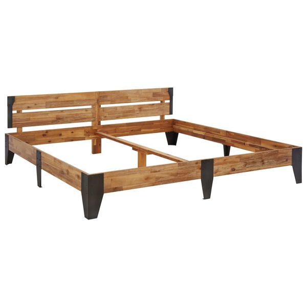 vidaXL Massivholzbett Akazie Geb&uuml;rstet 200x200 cm