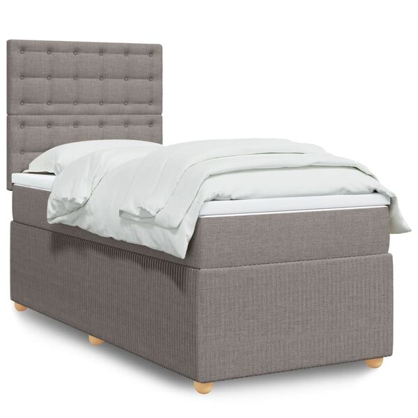 vidaXL Boxspringbett mit Matratze Taupe 80x200 cm Stoff