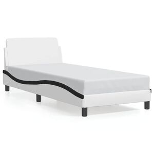 vidaXL Bettgestell "Dover" Wei&szlig; und Schwarz 90x200 cm Kunstleder