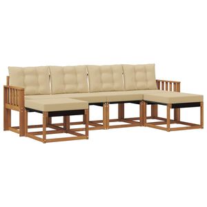 vidaXL Outdoor-Sofagarnitur mit Kissen 6 pcs Natur und Beige