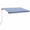 vidaXL Automatische Markise mit LED Windsensor 350x250 cm Blau Wei&szlig;