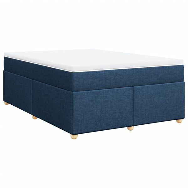 vidaXL Boxspringbett mit Matratze Blau 160x200 cm Stoff