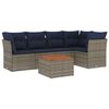 vidaXL 6-tlg. Garten-Sofagarnitur mit Kissen Grau Poly Rattan