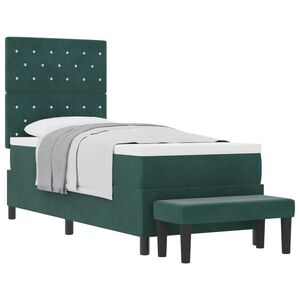 vidaXL Boxspringbett mit Kissen Dunkelgr&uuml;n 200 x 80 cm Samt
