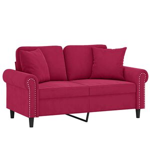vidaXL 2-Sitzer-Sofa mit Zierkissen Weinrot 120 cm Samt
