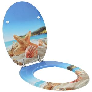 vidaXL Toilettensitz Himmelblau 44 x 38 cm MDF-Platte