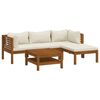 vidaXL 5-tlg. Garten-Lounge-Set mit Creme Kissen Massivholz Akazie