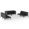 vidaXL 6-tlg. Garten-Lounge-Set mit Kissen Poly Rattan Dunkelgrau