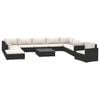 vidaXL 11-tlg. Garten-Lounge-Set mit Auflagen Poly Rattan Schwarz