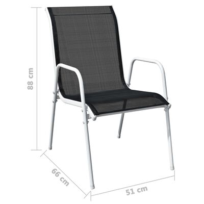 vidaXL Stapelbare Gartenstühle 4 Stk. Stahl und Textilene Schwarz