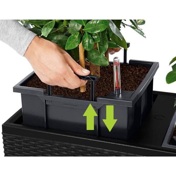 LECHUZA Pflanzgefäß TRIO Stone 30 ALL-IN-ONE Graphitschwarz