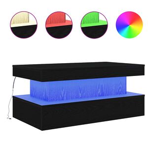 vidaXL Couchtisch mit LED-Leuchten Schwarz Eichen-Optik 90x50x40 cm