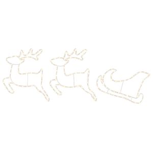 vidaXL Rentier und Schlitten Weihnachtsdekoration LOVIISA 180 LEDs