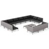 vidaXL 14-tlg. Garten-Lounge-Set mit Kissen Poly Rattan Dunkelgrau