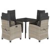 vidaXL 5-tlg. Garten-Essgruppe mit Kissen Hellgrau Poly Rattan
