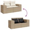 vidaXL 3-tlg. Garten-Sofagarnitur mit Kissen Beige Poly Rattan