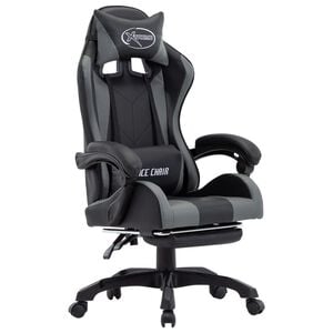 vidaXL Gaming-Stuhl mit Fu&szlig;st&uuml;tze Grau und Schwarz Kunstleder