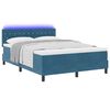 vidaXL LED Boxspringbett mit Matratze Dunkelblau 140 x 200 cm Samt